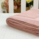 Paturica bebe Cosy tricotata din bumbac roz pudra (3)